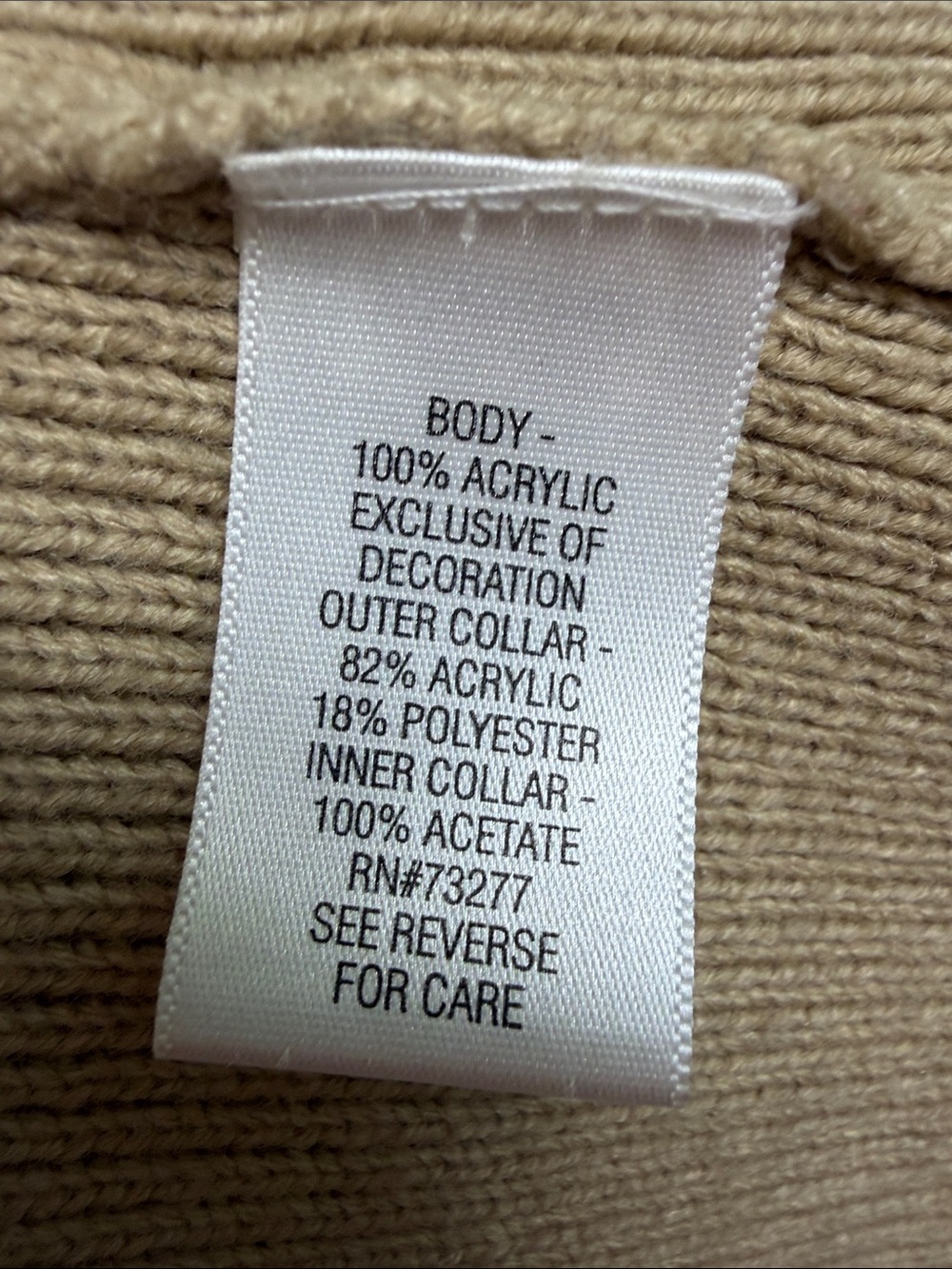 Croft & Barrow Removable Faux Fur Collar Tie Front Cardigan Sweater Medium Beige - Picture 4 of 9